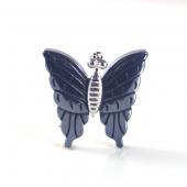 Hematite Butterfly Pendant Silver Cap 32mm